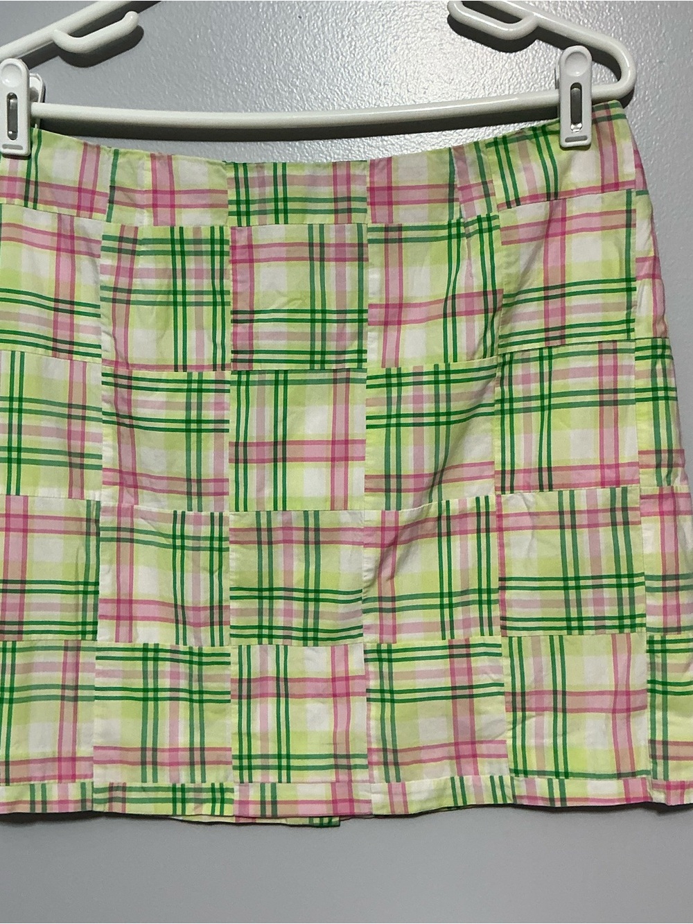 Women's Lilly Pulitzer Pink Green White Plaid Lined Skirt Size 10P